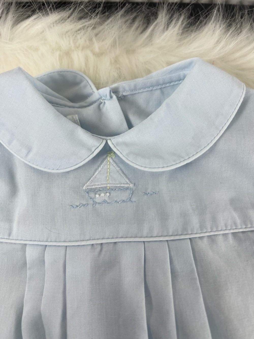 Vintage Light Blue Peter Pan Collar Baby Romper Newborn - Picture 4 of 4